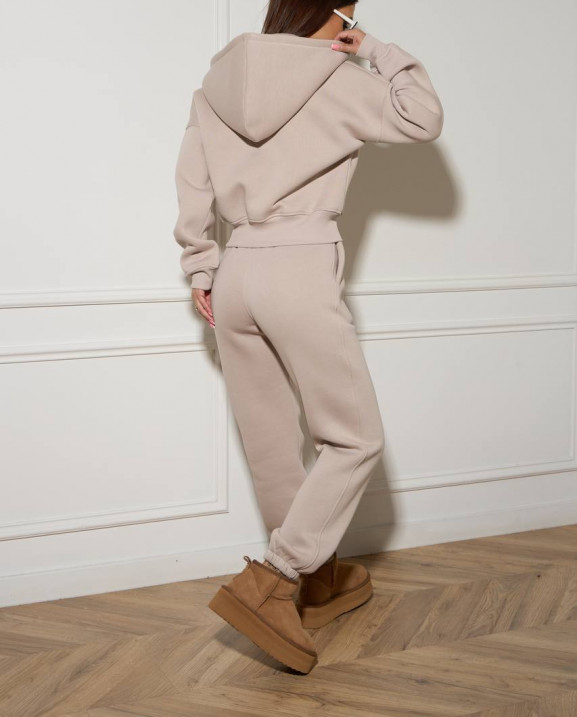 0705 спортивний костюм на флісі кофта на блискавці з капюшоном зі штанами на резинці